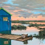 Cabane Bleue - Acrylique sur toile - 80 x 80 cm