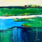 Les Deux Cabanes - Acrylique sur toile - 80 x 80 cm